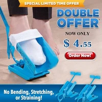 1pc sock slider aid blue helper kit helps put socks on off no bending shoe horn suitable for socks foot brace support