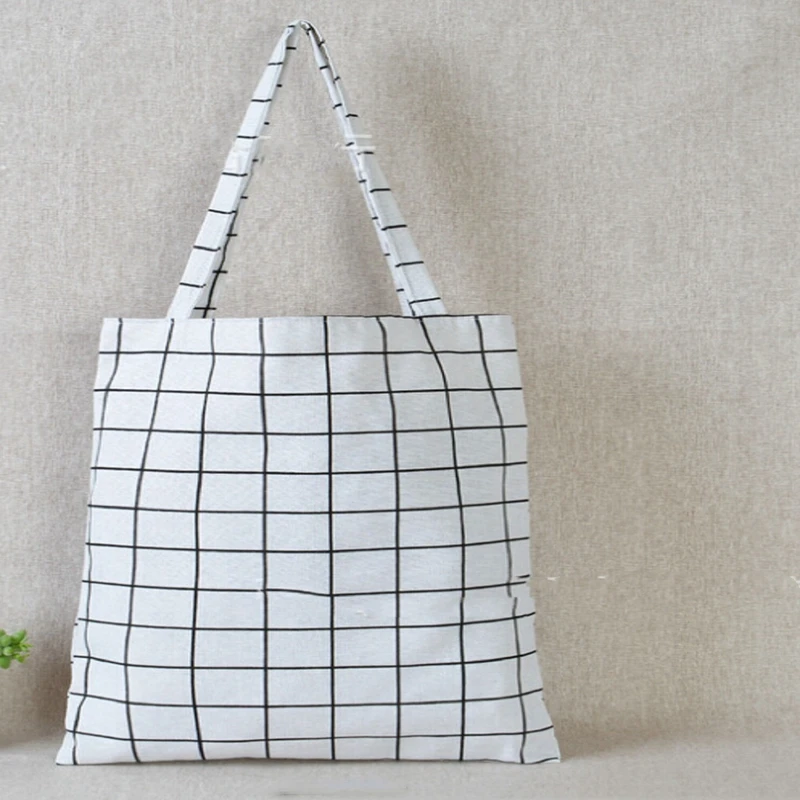 Портативная женская сумка для хранения повседневные холщовые клетчатые
