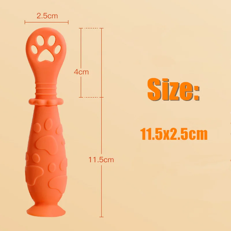 Cucharas de silicona de seguridad para dentici&oacute;n de beb&eacute;, palo mordedor para reci&eacute;n nacido, cucharas de alimentaci&oacute;n de entrenamiento, vajilla infantil, 2 uds.-5