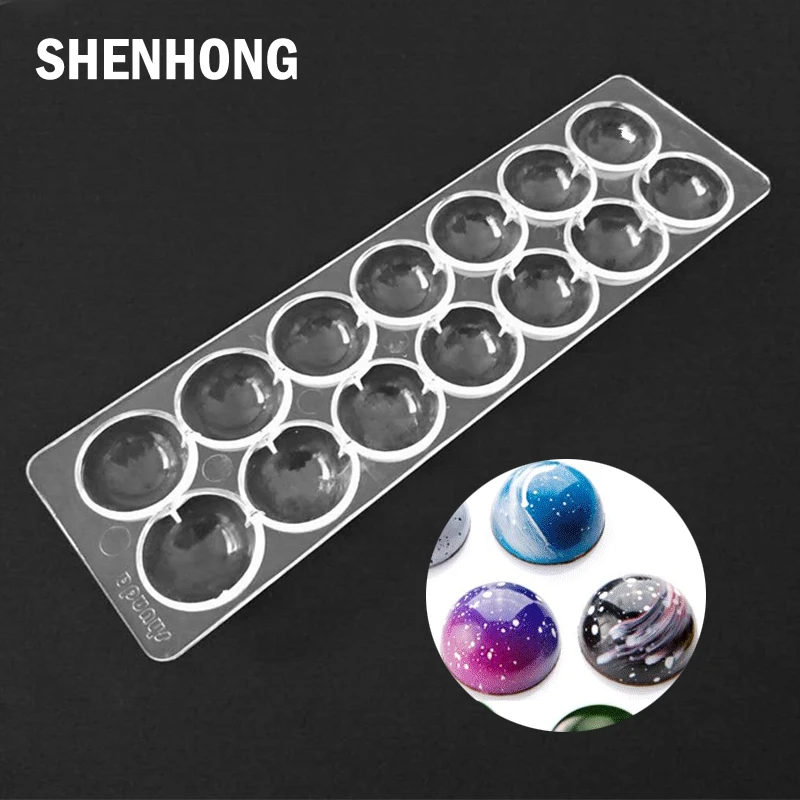 Форма SHENHONG из поликарбоната для шоколада 14 ячеек сферический шар форма