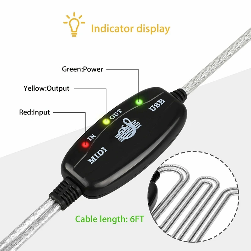 Новый-MIDI-USB кабель конвертер разъем ПК для синтезирования Музыки Клавиатуры