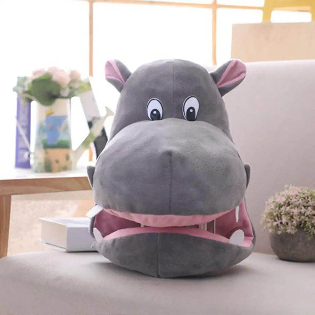 

Cute Plush Animal Headwear Winter Hood Hat Party Novelty Hippo Hats Adults