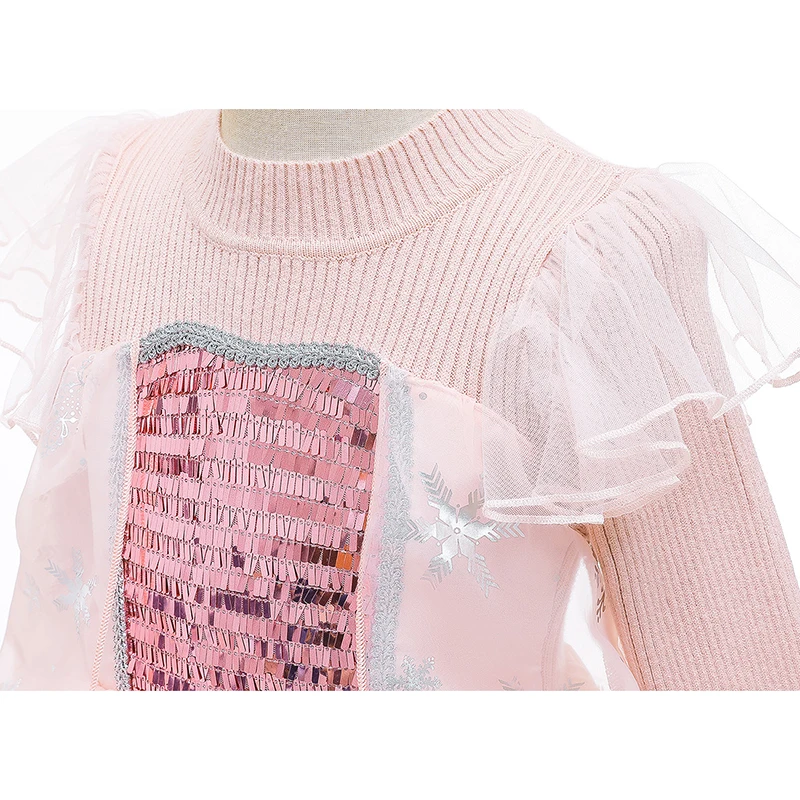 Платье Эльзы с длинными рукавами для девочек Детский карнавальный костюм