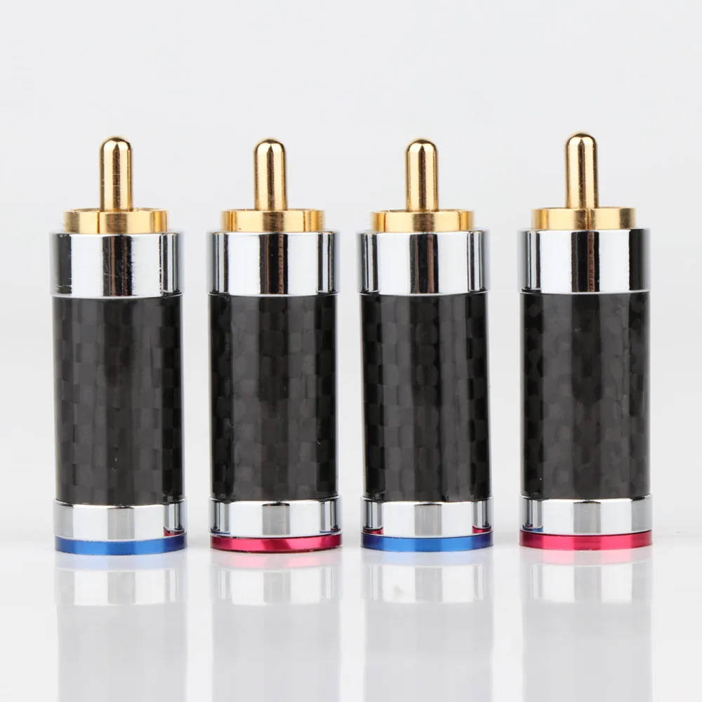 

4Pcs R1745 High Quality Carbon Fiber RCA Jack Gold Plated Interconnect Cable Connector Plug Signal Connector Plug