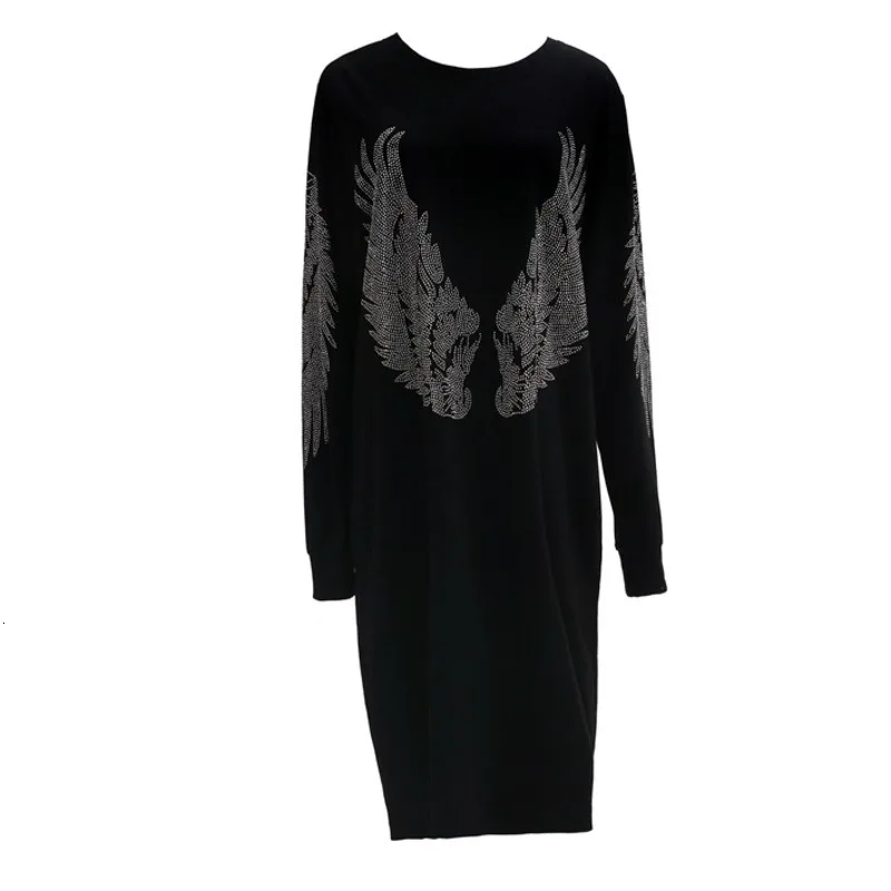 Цин MO в виде белых крылышек черный Стразы платье женские сапоги до колена Длина