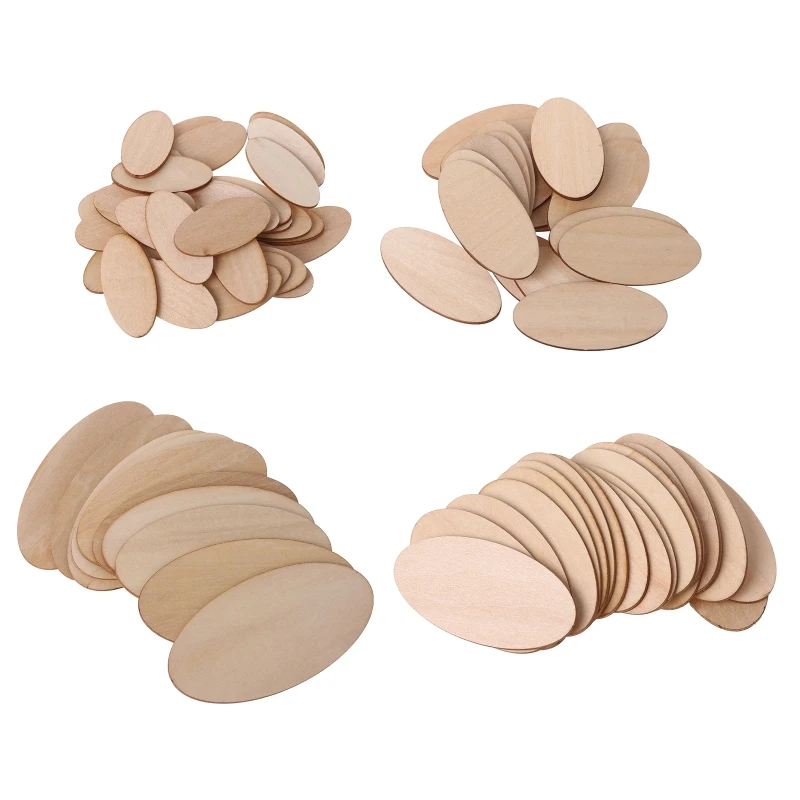 

10/20/30pcs Oval Wooden Slices Chips Unfinished Cutout Name Tags DIY Scrapbooking Arts Crafts Projects Wholesales
