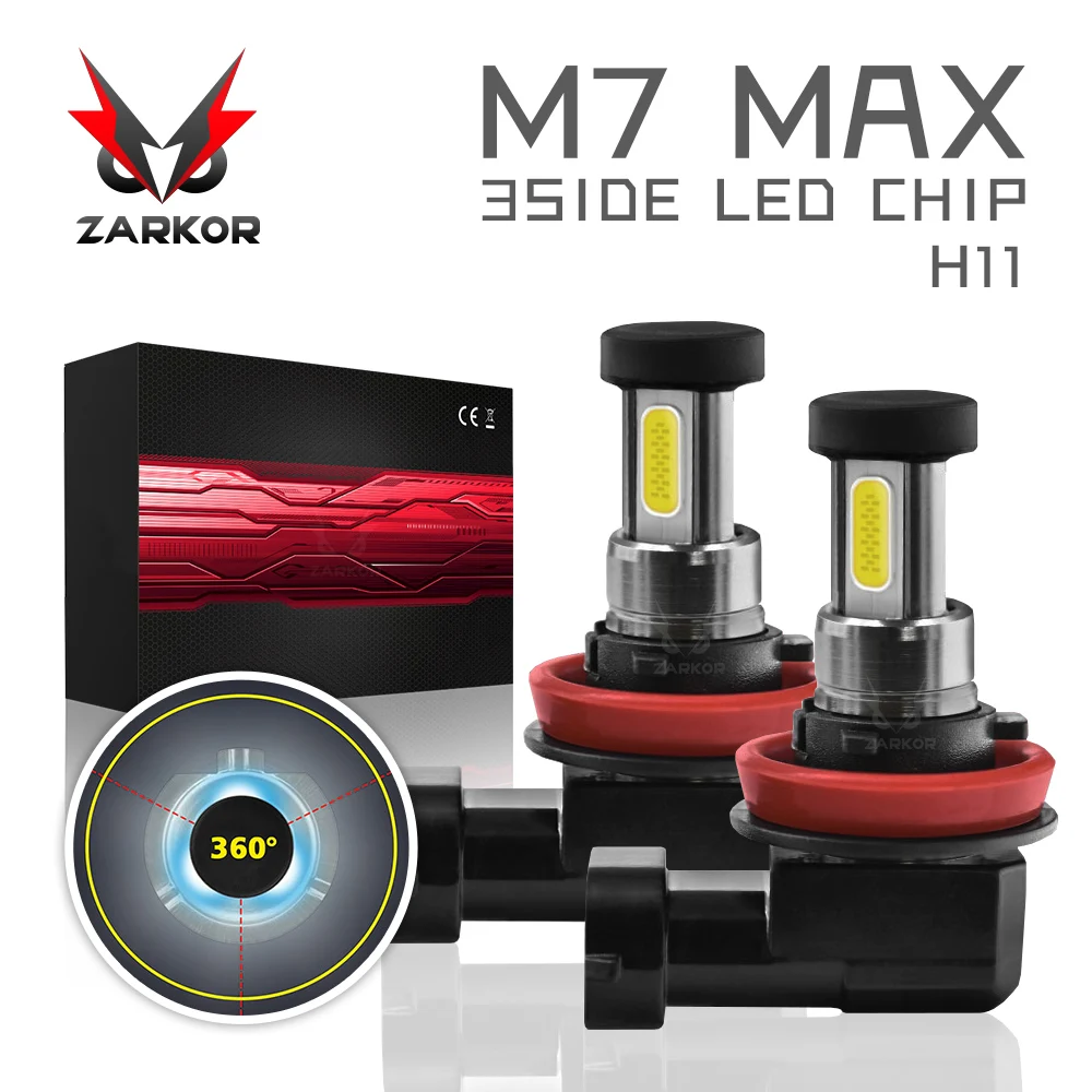 Лампа светодиодная Автомобильная Zarkor h11 led H7 9006 лм 55 Вт COB H9 H8 9012 HB4 6000 9005 K hb3