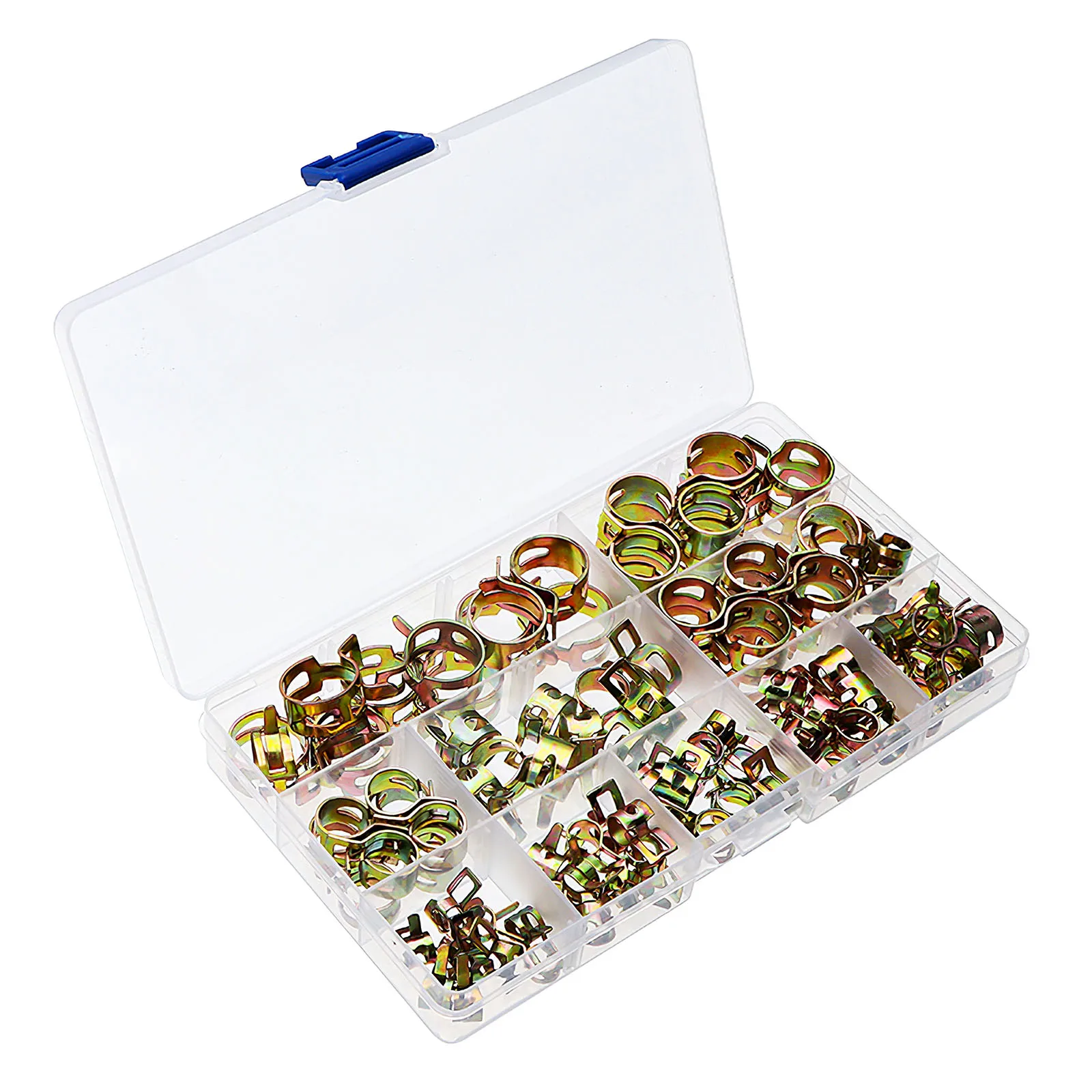 

100Pcs/Set 6-17mm Vacuum Spring Fuel Oil Water CPU Hose Clip Pipe Tube for Band Clamp Metal Fastener Assortment Kit