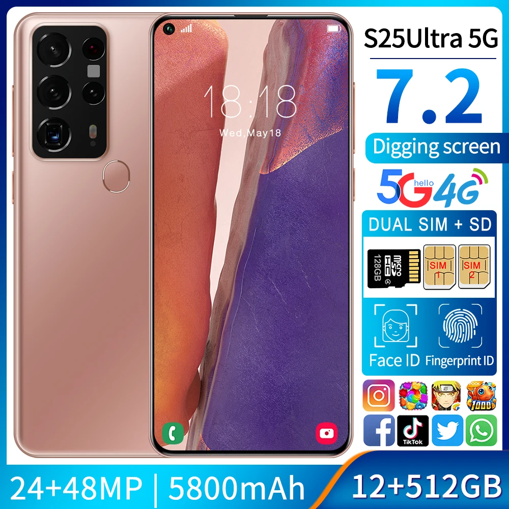 s25 ultra 12gb 256gb 512gb 6 6 inch android 10 0 5g 6000mah global version mobile phone waterdrop hd screen cellphone smartphon free global shipping