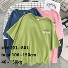 Футболка женская оверсайз в Корейском стиле, смешная Милая рубашка с коротким рукавом, большие размеры 5XL 6XL 7XL 8XL 40-150 кг