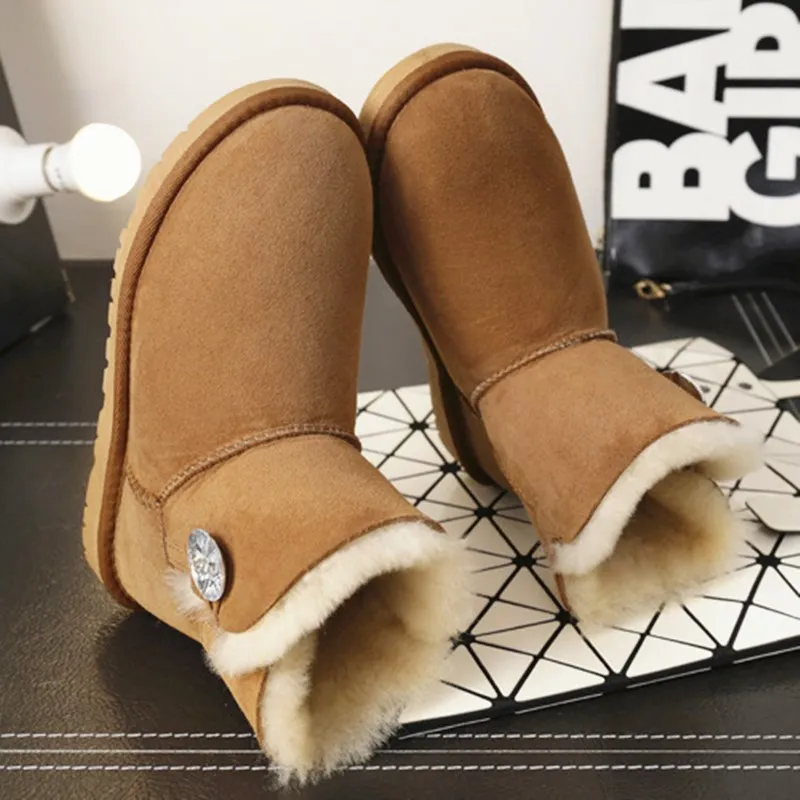 Классические ботинки на пуговицах Женские зимние с натуральным мехом Зимние из