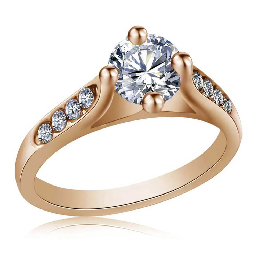 Женское кольцо инкрустированное круглое блестящее женское с Цирконом Модные