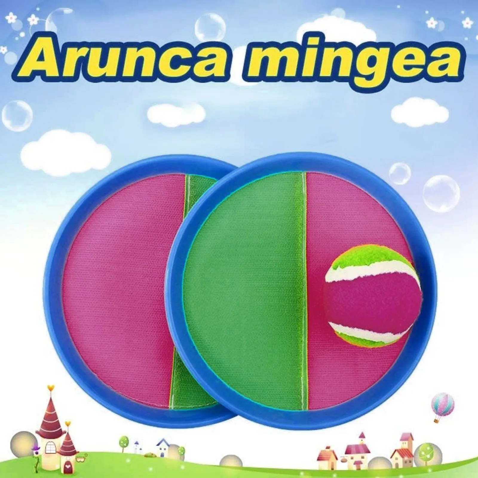 

Fashionable Sports Sticky Racket Ball Sports With Disc Racket Pink And Green Children's Sports Toy Tennis Racket Toys