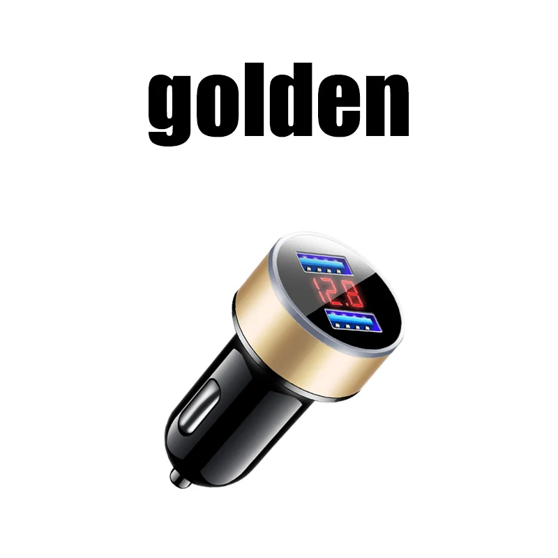 golden Автомобильная зажигалка, USB зарядное устройство, быстрое автомобильное зарядное устройство, адаптер питания, 2 порта, ЖК-дисплей, 12-24 В, 3.1A, прикуриватель, автомобильный стиль - Название цвета: golden