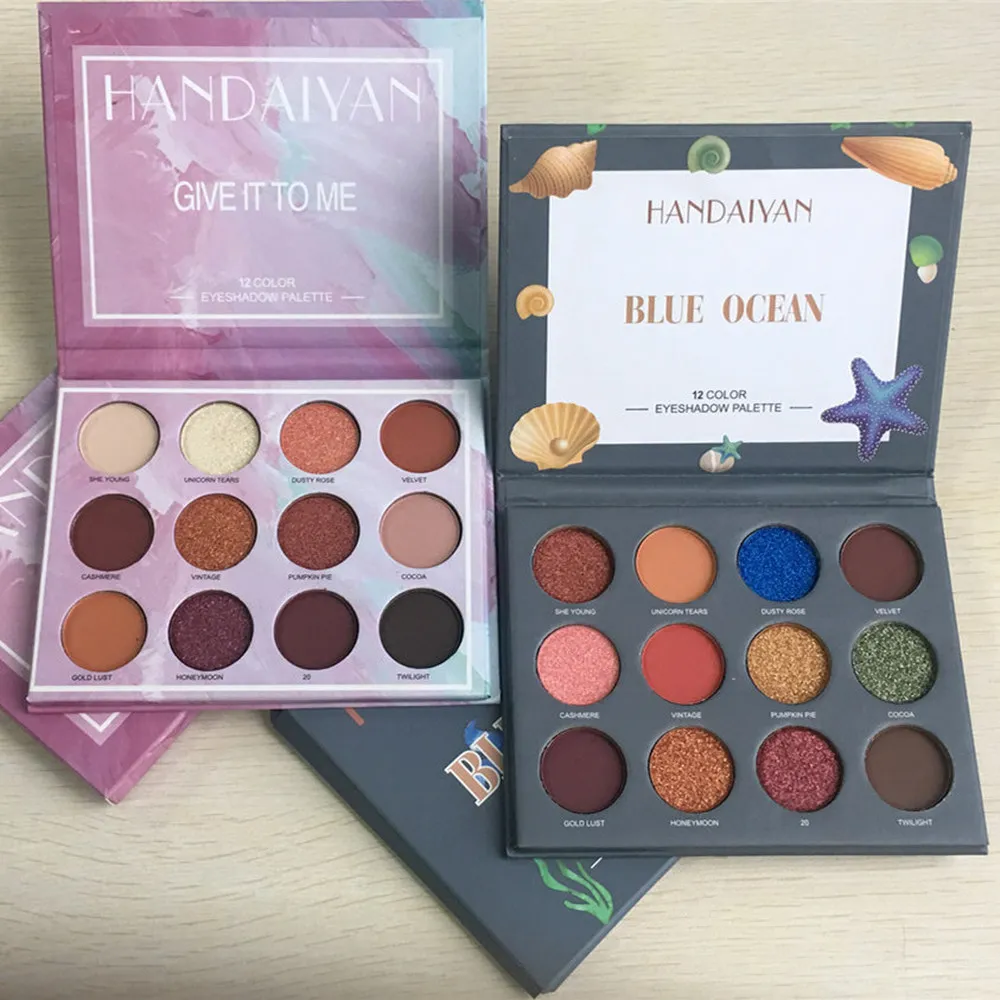 Палитра теней для век 12 цветов блестящие тени матовые зеркальные стойкие легкие