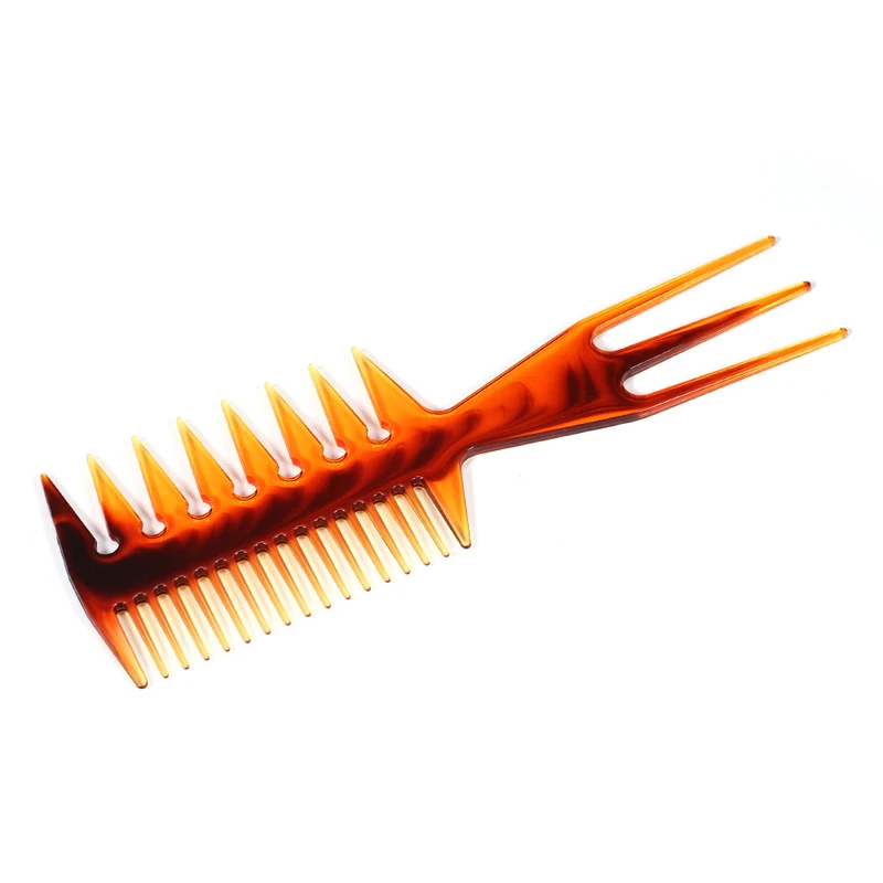 

Leopard Plastic Double-Sided Fish Design Teeth Comb Hairdressing Beard Styling Comb Home Use Hair Shaping Template Tools