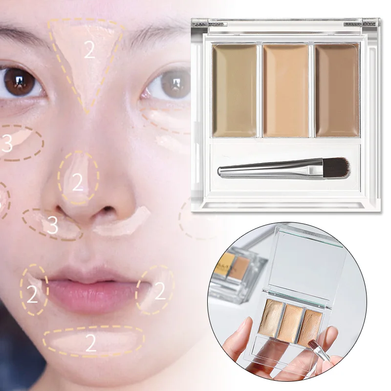Оптовая продажа 3 цвета консилер Палитра крем текстура покрытие акне пятна