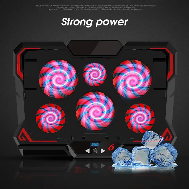

Gaming Laptop Cooler Silent Six Fan Cooling Pad Notebook Stand with Light for Laptop