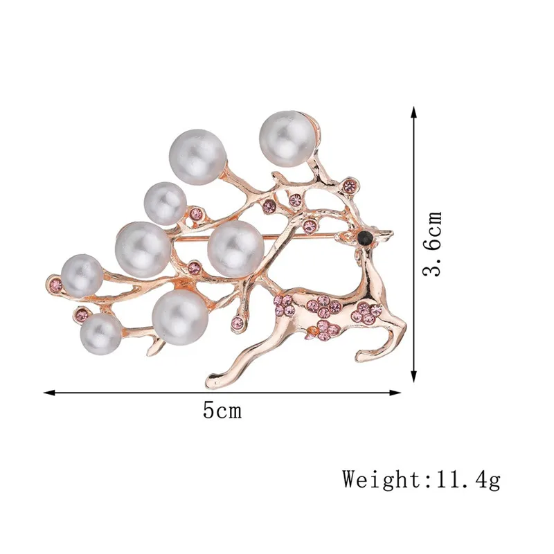 Romantic Crystal Deer Brooches Reindeer Round Pearl Elk Brooch Pins Animal Pin Scarf Jewelry | Украшения и аксессуары