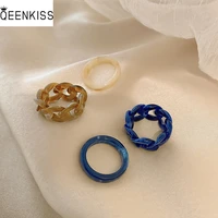 qeenkiss rg775 2022 new fine jewelry wholesale fashion trendy woman girl birthday wedding gift 2 pcsset asymmetric resin ring