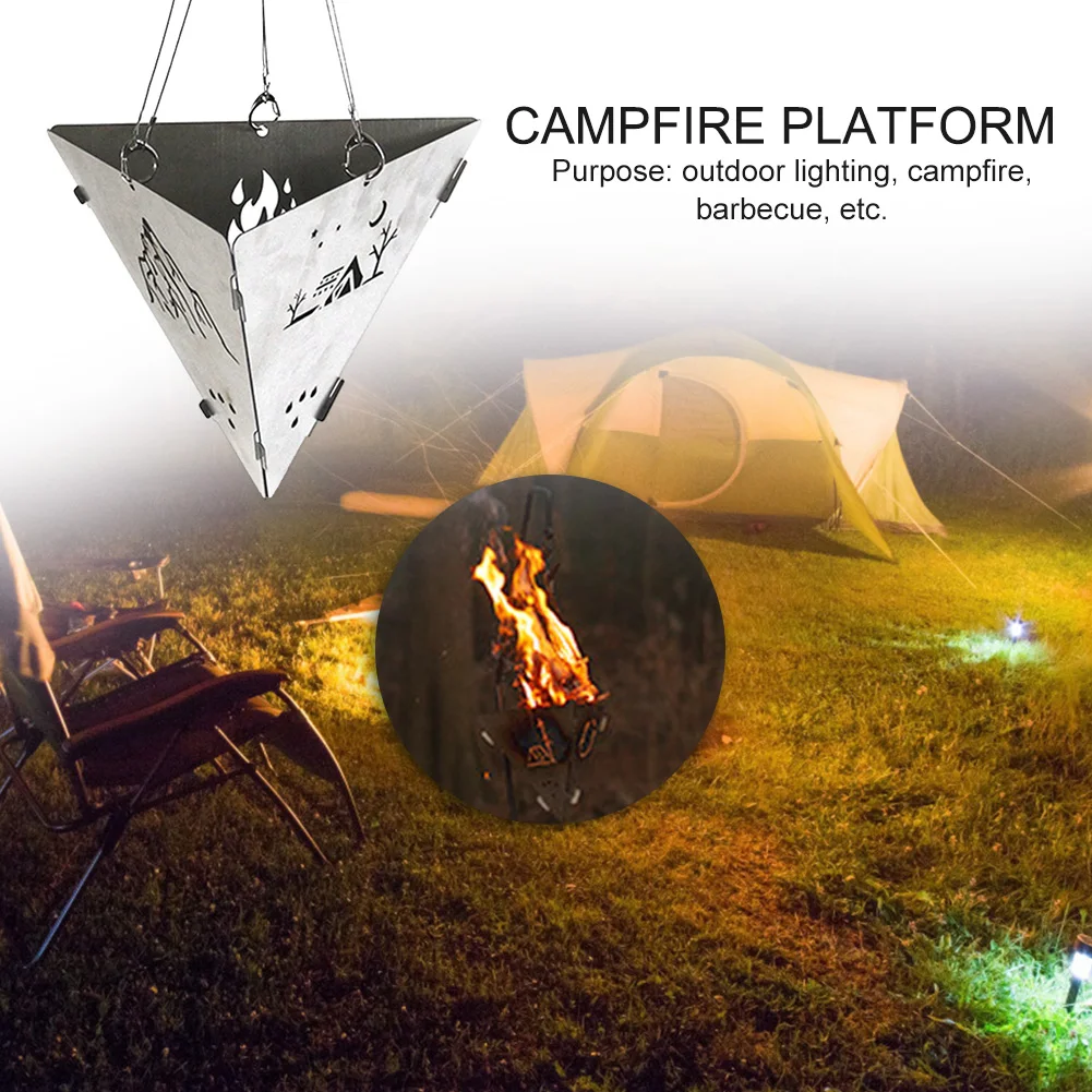 

Naturehike Wood Burning Stove Portable Triangle Burning Platform Camping Outdoor Firewood Furnace Hanging Stove