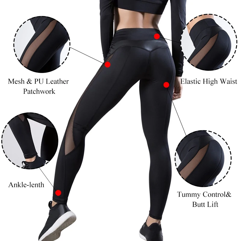 Push Up Fitness Seamless Leggings Women High Waist Yoga Pants Gym Mesh Sport Elastic Training New Running Solid Sportswear | Спорт и