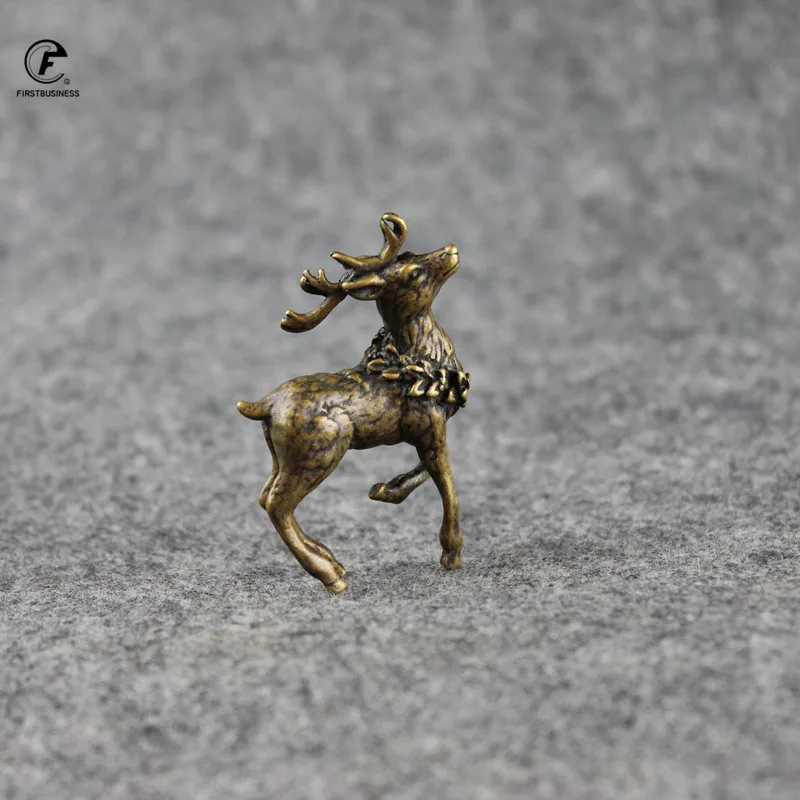 Старинное медное настольное украшение Sika Deer маленькие винтажные латунные