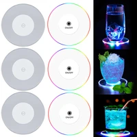10cm led light bottle stickers coasters lamp acrylic crystal ultra thin light for wedding new year ktv bar cocktail cups mat