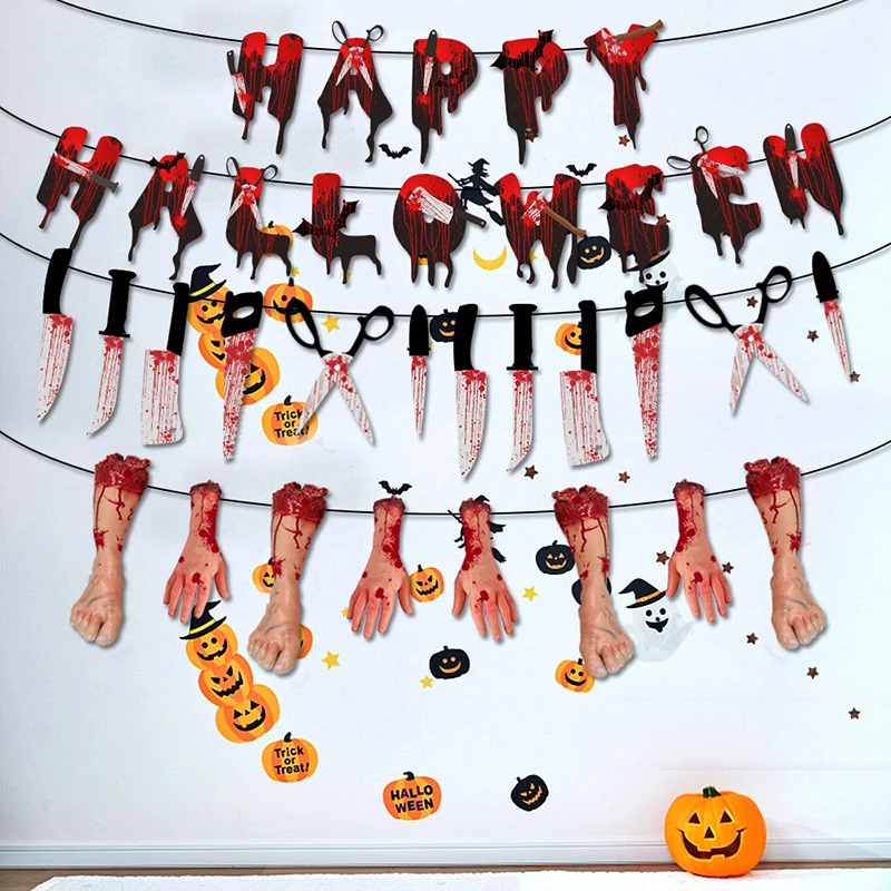 

Halloween pull flag banner holiday party decoration supplies horror scene layout pull flower Halloween decoration