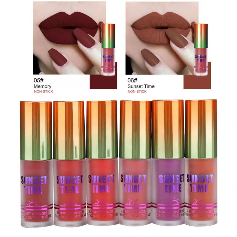 Матовый 6 шт. матовый стойкий блеск для губ не липкая жидкая помада набор