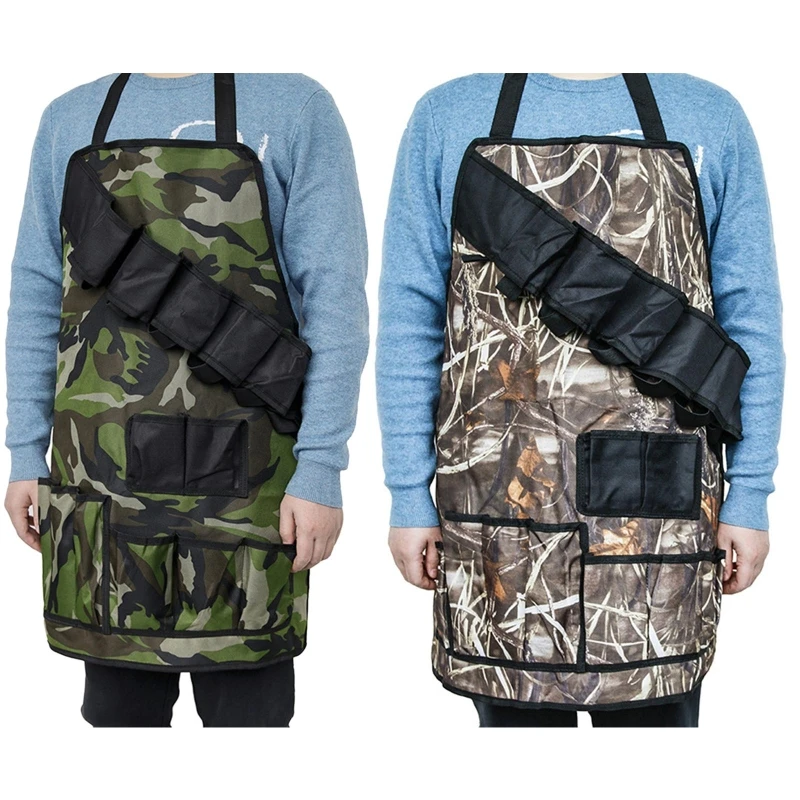 

Durable 600D Oxford Camouflage Barbecue Apron Kitchen Garden Tools Multiple Pockets Apron for Outdoor Picnic BBQ