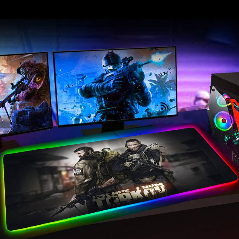 

Mouse Pad Escape From Tarkov RGB Gaming 25x35 Mause Pad 90X30 Mousepad Keyboard Mat Anime XL Deskmat Rubber No-slip with Backlit