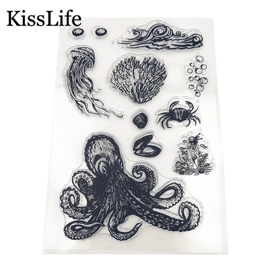 Печатки для скрапбукинга прозрачные резиновые штампы с изображением морских