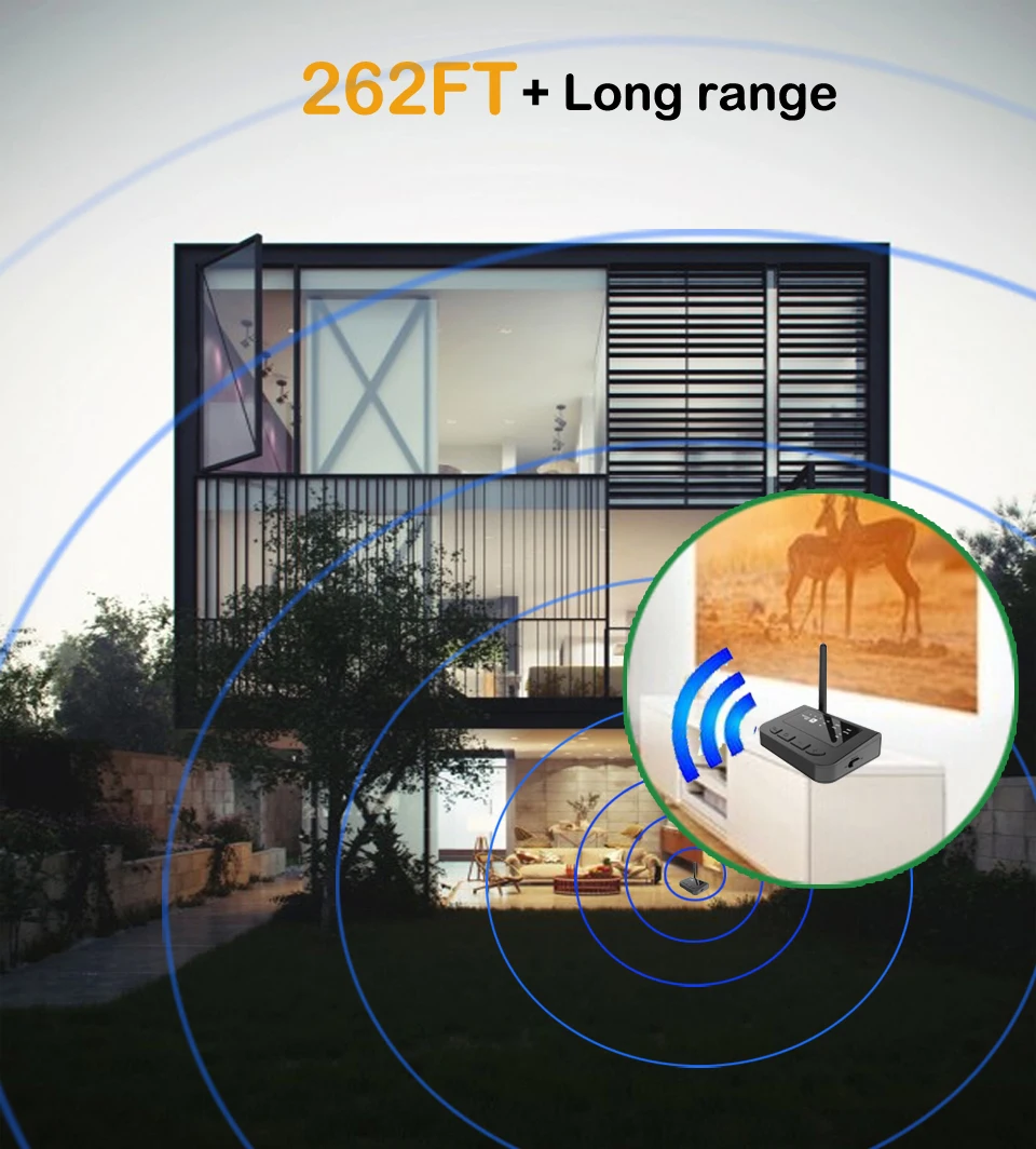 APTX HD с низкой задержкой Bluetooth 5 0 аудио приемник передатчик ТВ 262ft/80 м длинный