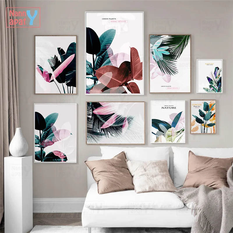 Красочное растение розовое искусство картина для домашнего декора на стену