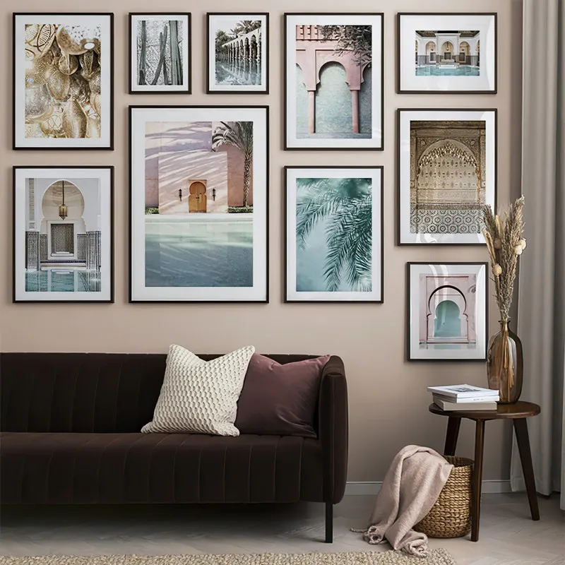 

Nordic Modern Minimalist Landscape Architecture Church Corridor Green Plant Combination Photo Wall Decoration Painting Poster