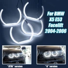 Белый DTM U Форма светильник DRL Комплект светодиодов глаза ангела Halo Кольцо для BMW X5 E53 Facelift 2004 2005 2006 с украшением в виде кристаллов ангельские глазки