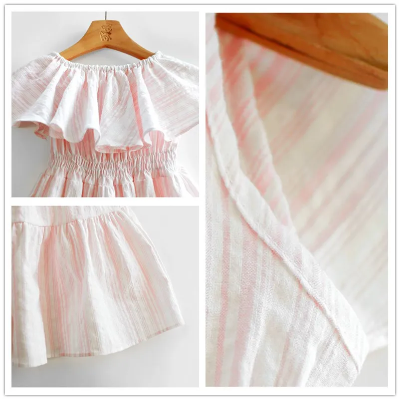 

Teenage Girl Long Dress Age For 2 - 16 Years Big Sister Little Sister Dress 2021 New Summer Striped Evening Gown Kids Frocks