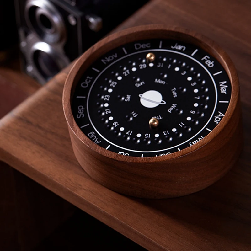 

Wooden Perpetual Calendar Desktop Month Week Date Planet Home Decoration to Send Clmates Birthday Gifts