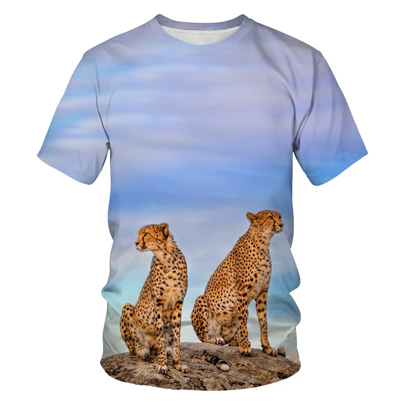 

2021 new 3D animal anime blouse tiger T-shirt men's oversized T-shirt summer 3D printing Lion King top women's T-shirt pattern