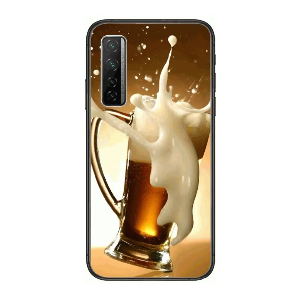 

Bumper Art Yellow Beer Phone Case For Huawei mate 40 30 10 20 40 8 9 Lite Z Pro Black Etui 3D Coque Painting Hoesjes 5g black