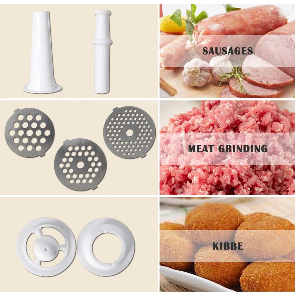 

800W Electric Meat Grinders Meat Blenders Stainless Steel Kitchen Powerful Electric Grinder Sausage Stuffer Meat Mincer Slicer