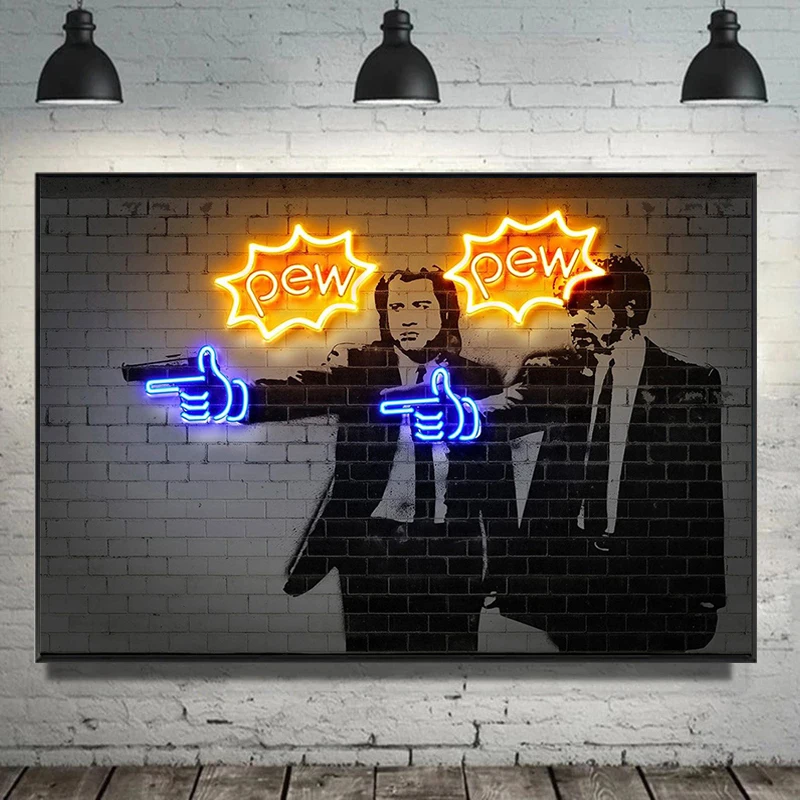 Постер по мотивам фильмов криминальной литературы уличный граффити неоновая