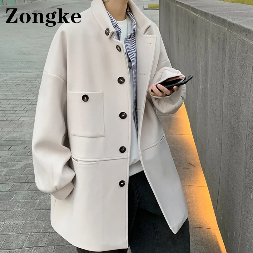 

Длинная зимняя мужская куртка Zongke, мужское пальто 2022, шерстяное пальто, Мужская одежда, Новое поступление на весну