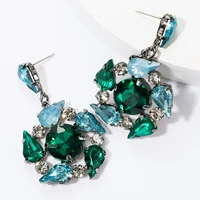 blue retro luxury baroque bride statement earrings for women rhinestone euramerican palace vintage christmas earrings