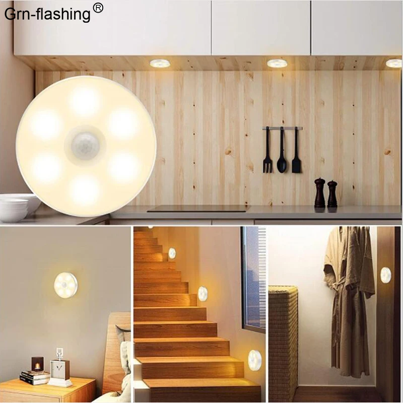 

12Light Beads PIR Motion Sensor Night Light 3 Colors Magnet Bedroom Wall Lamp 800mah LED Recharge Infrared Kitchen Cabinet Light