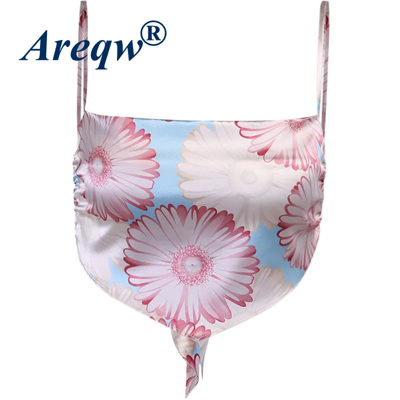 

2021 Summer New Sexy Slim Backless Small Sling Short Printed Camisole Women