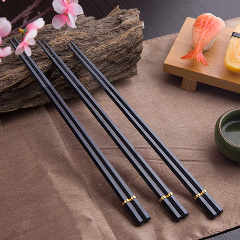 

Stainless Steel Chinese Metal Chopsticks Reusable Non-Slip Household Suitable For Sushi Hash Food Sticks Cherry Blossoms