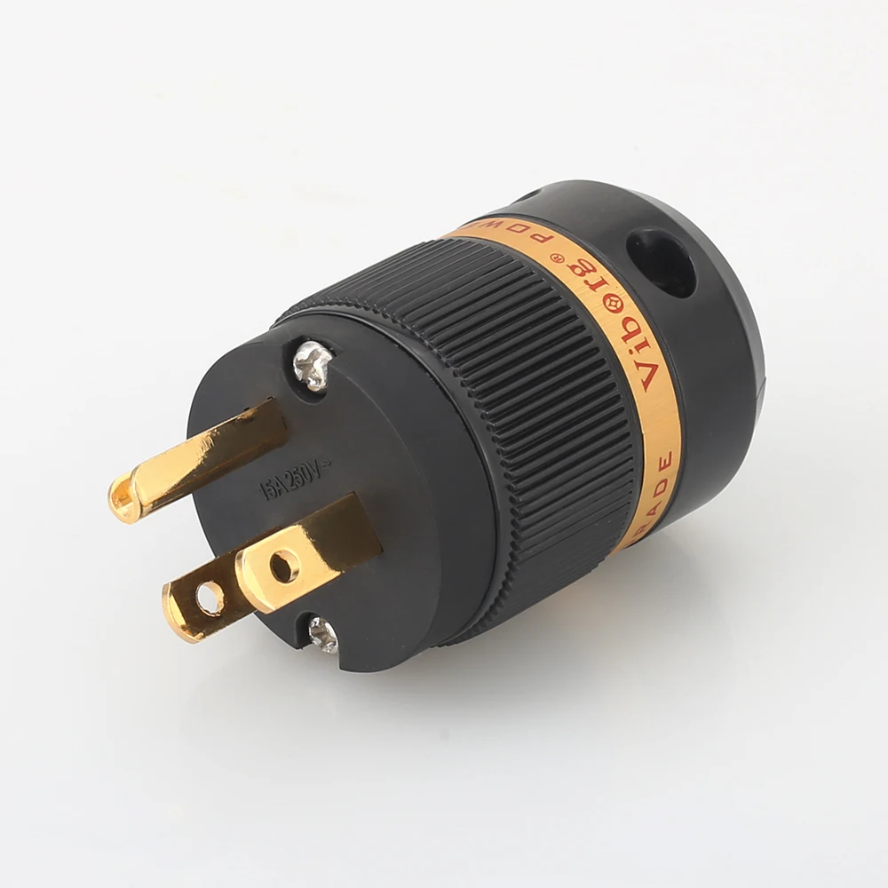 

Viborg X 1PCS VM-501(G)Hi-End Pure Copper 24K Gold Plated US Power Plug for Hifi DIY Power Cable