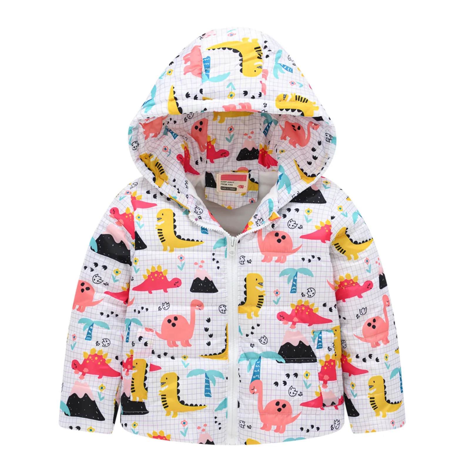 

Toddler Kids Baby Grils Boy Winter Outdoor Dinosaur Print Thick Warm Coat Hooded Windproof Coat Kids Infant Boys Clothes Parka